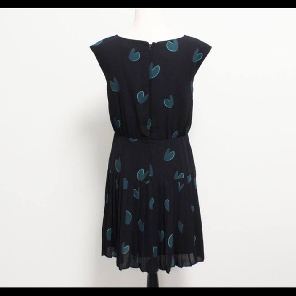 LOFT BLACK GREEN HEART PRINT SLEEVELESS DRESS Sz0P - Picture 5 of 14